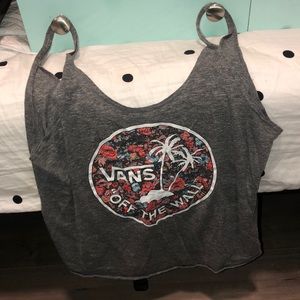 Vans palm tree gray tank top